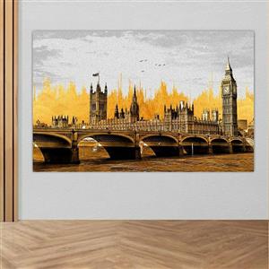 تابلو بوم طرح نمای زیبای پل برج لندن مدل طلایی کد f32