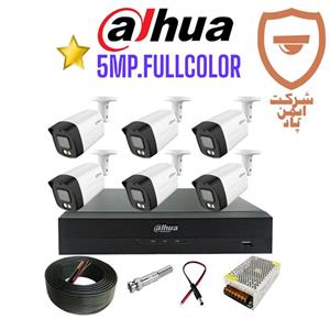 پکیج 6 عددی دوربین مداربسته 5 مگاپیکسل داهوا فول کالر با میکروفون مدل 1509TLMPA-LED