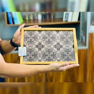 سینی چوبی کف شیشه ای طرح دار زینو 14