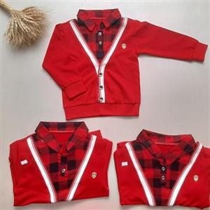 بلوز یقه دار  قرمز پسرانه زیبا