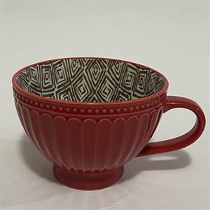 ماگ لته خوری مدل شیاردار رنگ قرمز