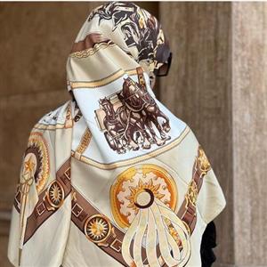 روسری کرم ابریشم توییل وارداتی شارژ شد