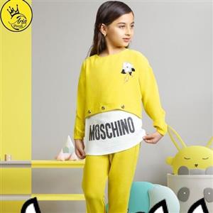 ست ابرو بادی دخترانه دو رنگ 4سایز  1.2.3.4 رنگ صورتی ولیمویی تابستونی خنک وراحت