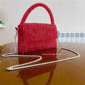 کیف مجلسی کریستالی زنانه قرمز رنگ( دانه اناری)