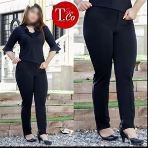 شلوار غواصی زنانه قواره دار  سایز بزرگ  کمرکش تک رنگ مشکی