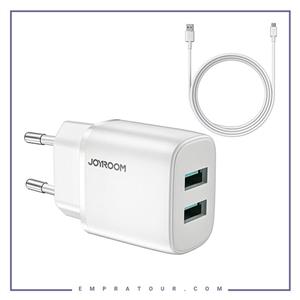 اداپتور شارژ دو پورت همراه با کابل جویروم JOYROOM Mini Fast Charger Dual Ports L 2A123 