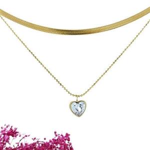 گردنبند دولاین قلبی و ماری از برند استیل رنگ ثابت