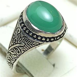 انگشتر نقره عقیق سبز پسرانه 6 