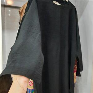 تونیک جلوبسته مشکی قواره بزرگ راحتی خنک تابستانه سایز44_50 ارسال رایگان