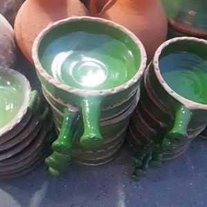 ماهی تابه سفالی  تک دسته
