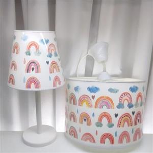 ست لوستر و اباژور اتاق کودک طرح رنگین کمان