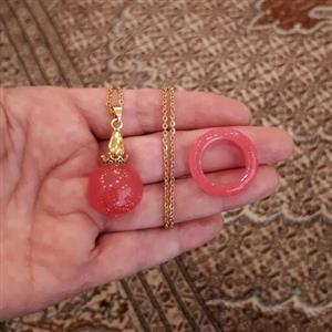 گردنبند گوی شبتاب قرمز با انگشتر شبتاب