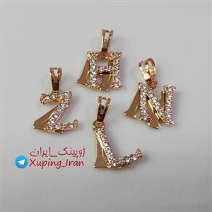 پلاک ژوپینگ حرف انگلیسی Z نگین دار طلایی طرح طلا Xuping زد طرح طلا ظریف