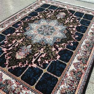 فرش ماشینی بی سی اف طرح هیوا رنگ سرمه ای 12 متری تراکم 700