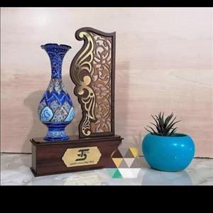 تندیس مدل اسلیمی میناکاری به همراه گلدان 16سانتی 