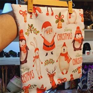 کاور کوسن مخملی تایلندی روبالشتی ایکیا دیوارکوب پارچه ای تابلو کریسمس نقاشی بابانویل دکوری کریسمس کوسن وارداتی