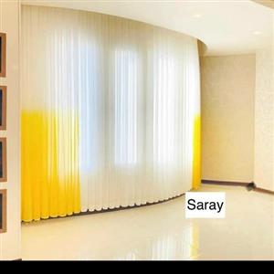 پرده اماده حریر دورنگ ساده در رنگبندی کامل