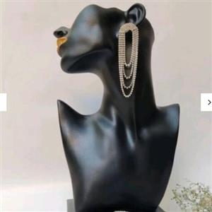 گوشواره نگین کریستال آبشاری زیورآلات دستسازنگین کریستال