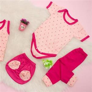 لباس نوزادی پنج تیکه شماره صفر  دختراانه