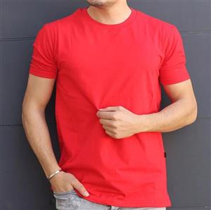 تیشرت بیسیک پنبه براش رنگ قرمز عنابی با خرج کار zara