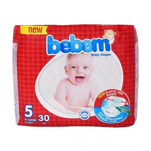 پوشک کامل بچه ببم سایز 5 خیلی بزرگ 30 عددی Bebem New Size 5 Diaper Pack of 30