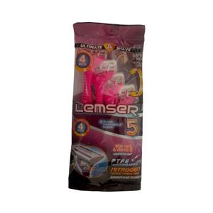 تیغ ژیلت اصلاح پنج لبه صابوندار لمسر LEMSER    چهار عددی