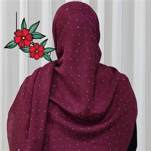روسری زرشکی وال اسلپ نگین دار