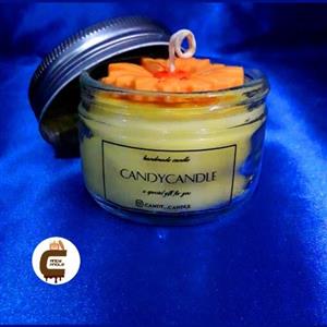 شمع جار دستساز  candycandle با تزئین گل مارگریت 200 گرمی