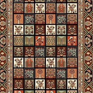 گلیم فرش ماشینی کاشان طرح خشتی مشکی سایز 1.20در 80 سانتی متر