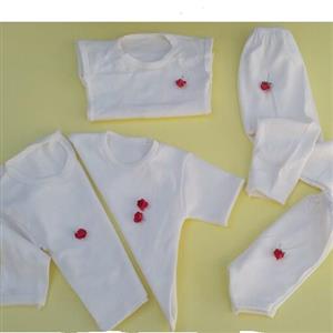 پک نوزادی 5 تکه 100 در 100 پنبه ارگانیک سفید ساده