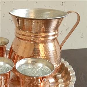 پارچ مسیدسته دار  جنس مس اصل  دسته مسی بدون درب