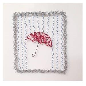 دکوری هنری ماکت حامی دست ساز رنگ روغنی چتر باران قاب عکس هنر تجسمی 
