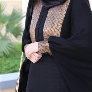 عباوتنپوش نیلی با خرج کار لایی کوب ویدیو ی عبا فری سایز دارای بند تنظیم از داخل جنس کرپ الیزه