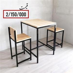 میز و صندلی چوب و فلز (ام دی اف )بسیار شیک و با دوام