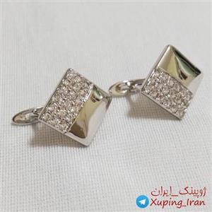 گوشواره ژوپینگ نگین دار سفید طرح طلا جواهر براق شیک ظریف Xuping نقره ای