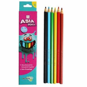 مداد رنگی 6 رنگ جعبه مقوایی آسیا