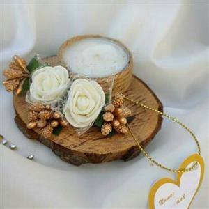 گیفت عروسی زیبا و شیک عقد عروس گل و شکوفه شمع وارمر