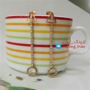 گوشواره ژوپینگ آویز بلند نگین دار مثلت دایره Xuping طلایی