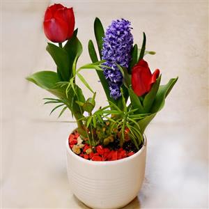 گلدان سرامیکی طرح گل های بهاری