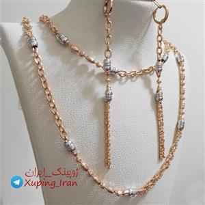 سرویس ژوپینگ طرح طلا Xuping نیم ست شامل گردنبند و دستبند و گوشواره آویز