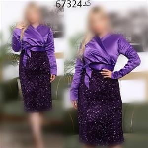 تونیک مجلسی ساتن و پولک مخملی سایز 36 تا 42 دارای رنگبندی ارسال رایگان