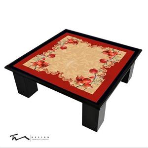 رومیزی طرح پرنده و  انار - مربع 65در 65سانتیمتر - مخمل پورش -  آستر مخمل