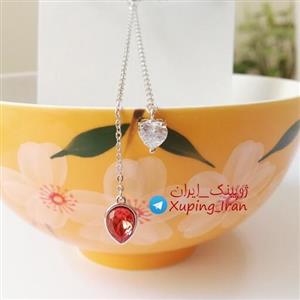 گردنبند ژوپینگ کریستال اصل سواروسکی قرمز طرح طلا سفید Xuping نقره ای ظریف