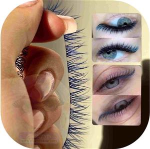 مژه ریسه ای رنگی آبی  فیشر کینگ مژه رنگ آبی کاشت موقت مژه مصنوعی فیشرکینگ موژه فیشر ابی طبیعی ابریشمی موژه ریلی رنگ آبی