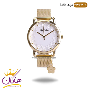 ساعت زنانه ال دی ای بند حصیری طلایی گلدار 2323/2 | لویجی د آنا LDA