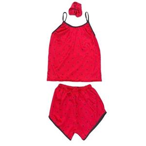 ست لباس خواب زنانه 3تکه تاپ شرتک و سربند سایزاز 36تا42