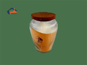 بانکه حبوبات شیشه ای درب چوبی تیام سایز بزرگ