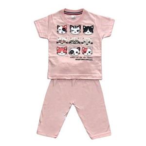 ست تی شرت و شلوار دخترانه مدل گربه کد 230