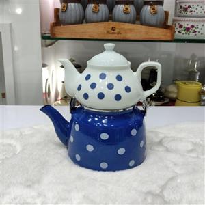ست کتری و قوری لعابی خالدار