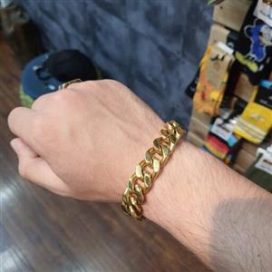 دستبند استیل طلایی مردانه - اکسسوری